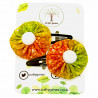 Orange, Green, Yellow Pixel Hair Clips