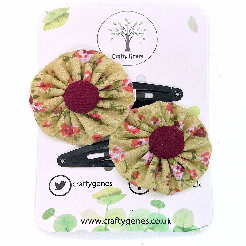 Beige Floral Hair Clips