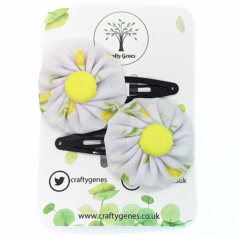 White & Yellow Floral Hair Clips