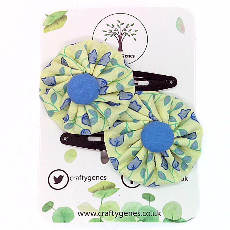 Yellow & Blue Floral Hair Clips
