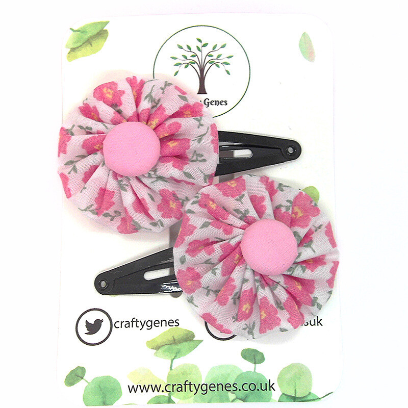 White & Baby Pink Floral Hair Clips