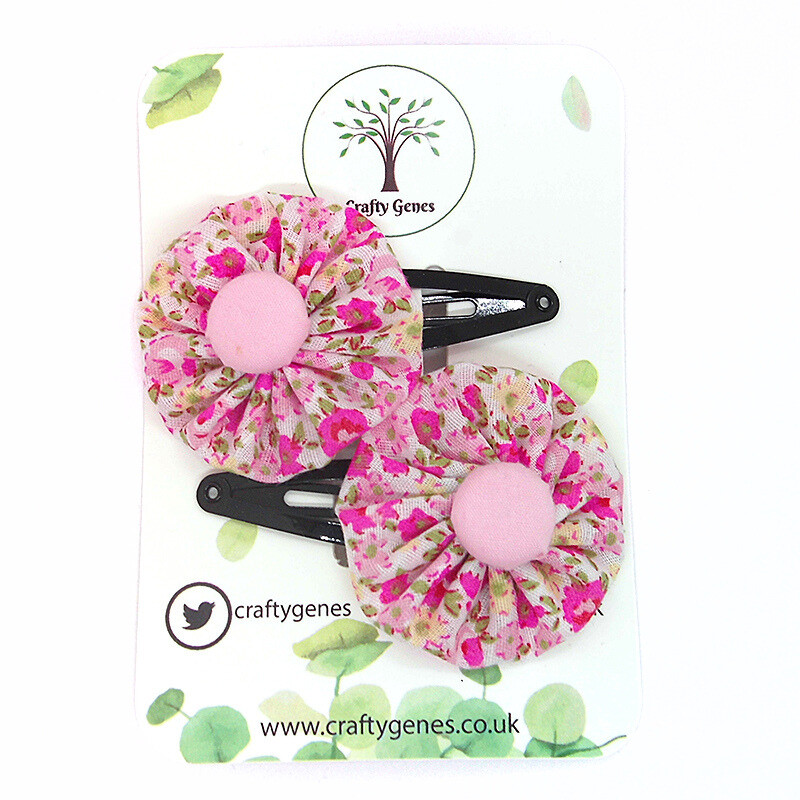 Pink Floral Hair Clips