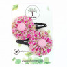 Pink Floral Hair Clips