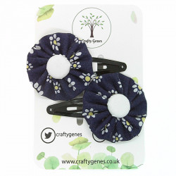 Navy Floral Hair Clips