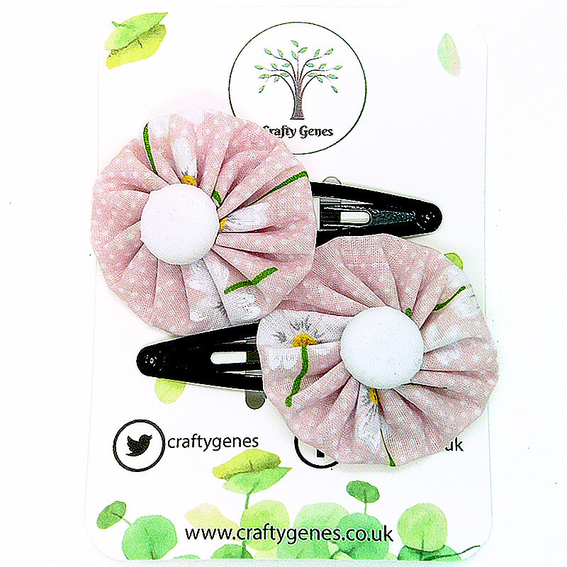 Pink Daisy Hair Clips