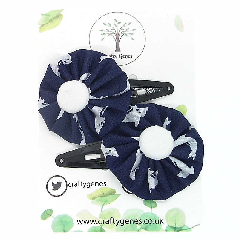Navy Dolphin Hair Clips