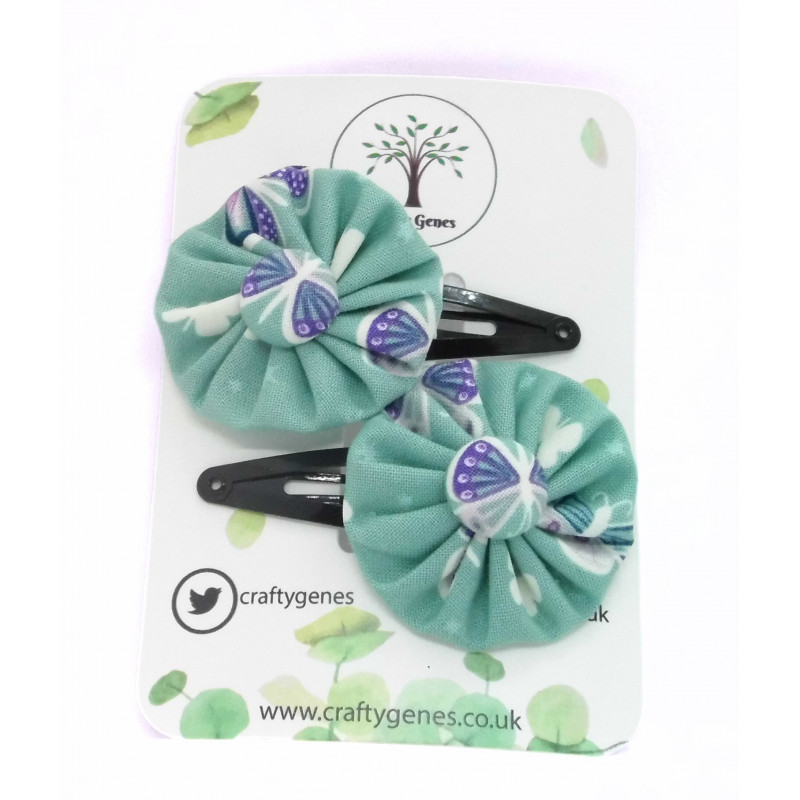 Glow in the Dark - Teal Butterfly Hair Clips