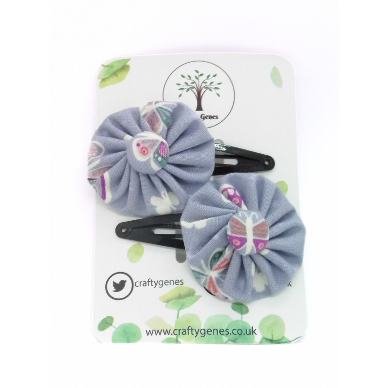 Glow in the Dark - Grey Butterfly Hair Clips