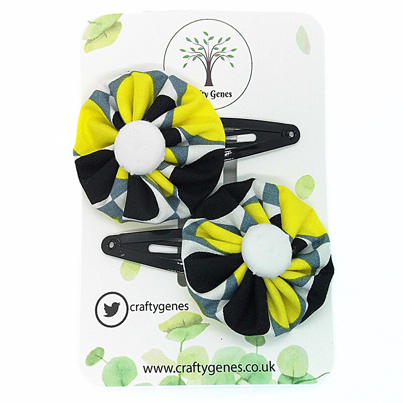 Yellow & Black Spot Hair Clips