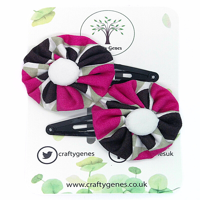 Magenta & Black Spot Hair Clips