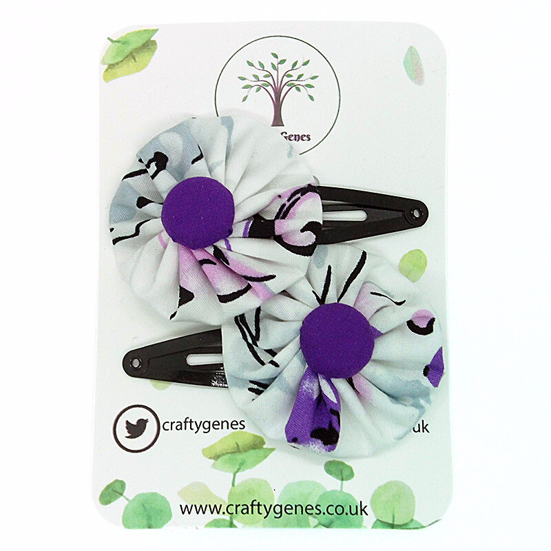 White Funky Pattern Hair Clips