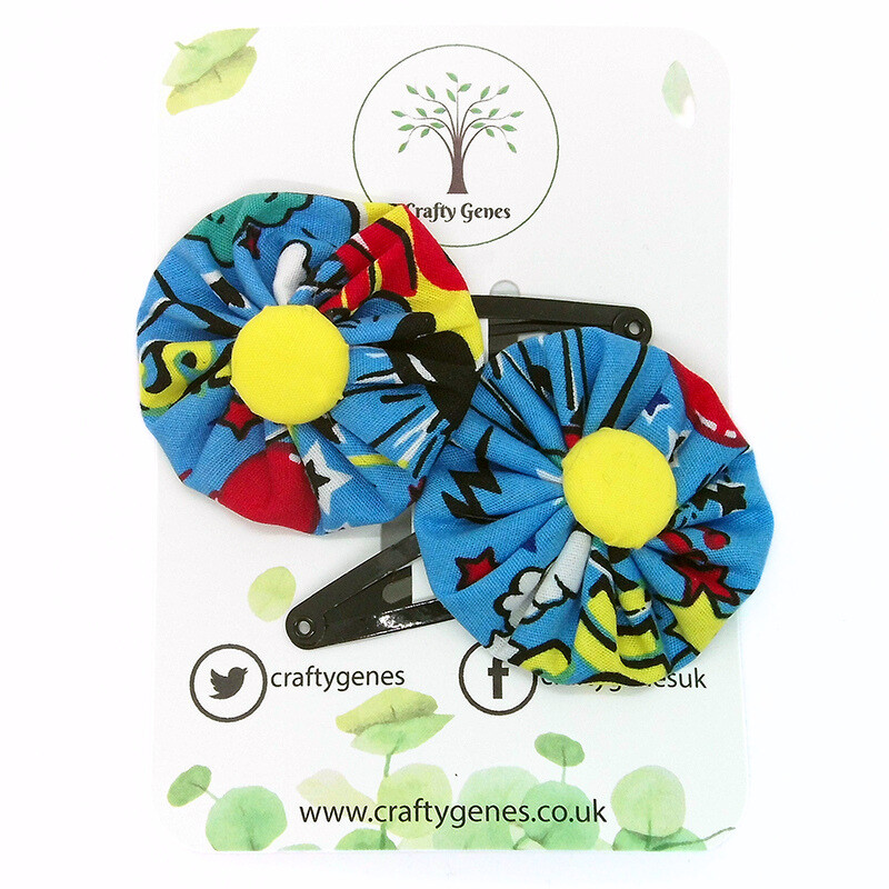 Blue Comic Hair Clips