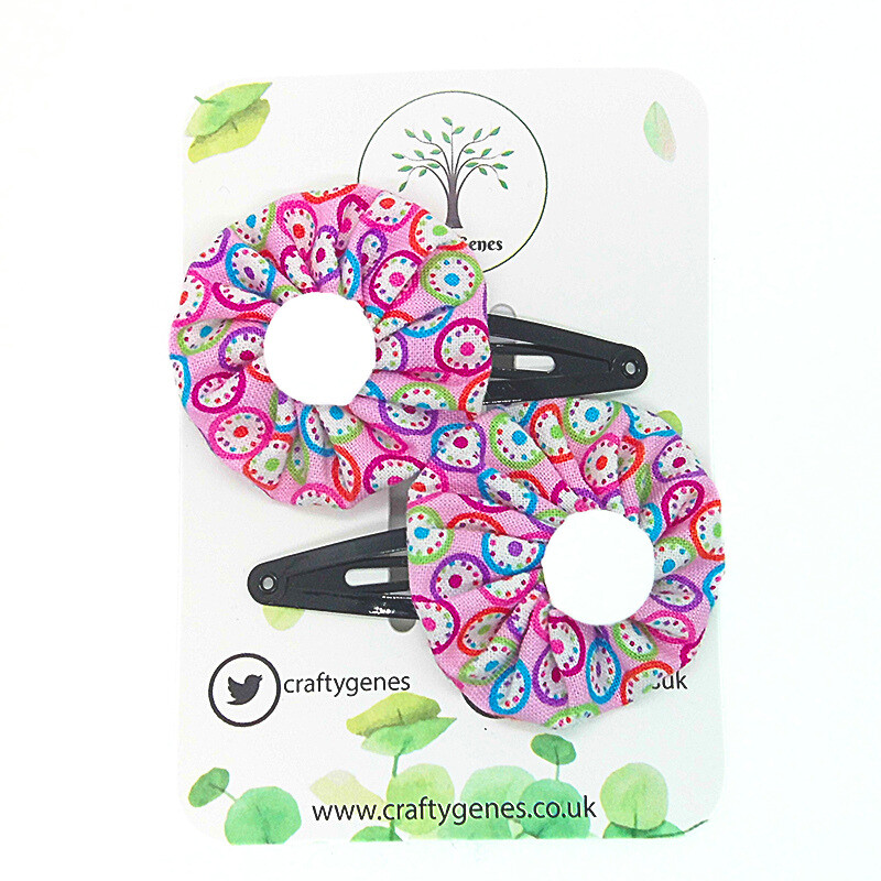 Retro Funky Pink Circle Hair Clips