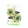 Christmas Hair Clips - Cream & Green