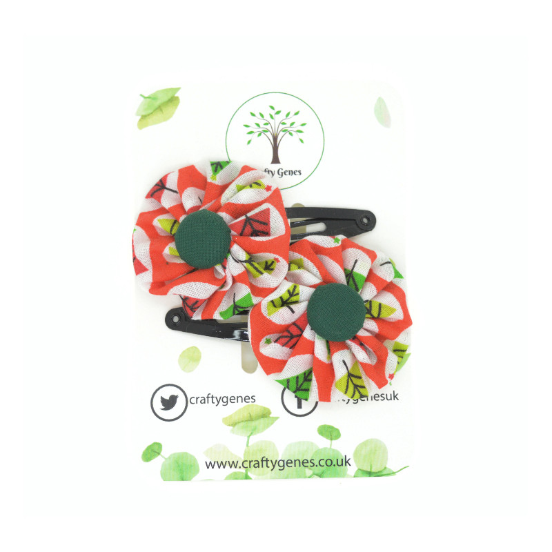 Christmas Hair Clips - Red Trees