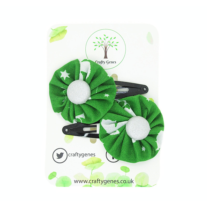 Christmas Hair Clips - Green & White