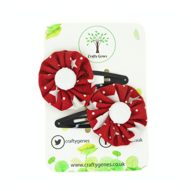 Christmas Hair Clips - Red & White Star