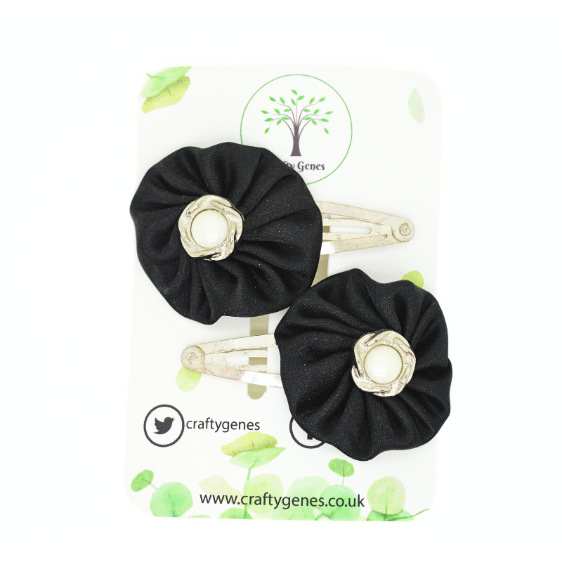 Black Satin Hair Clips