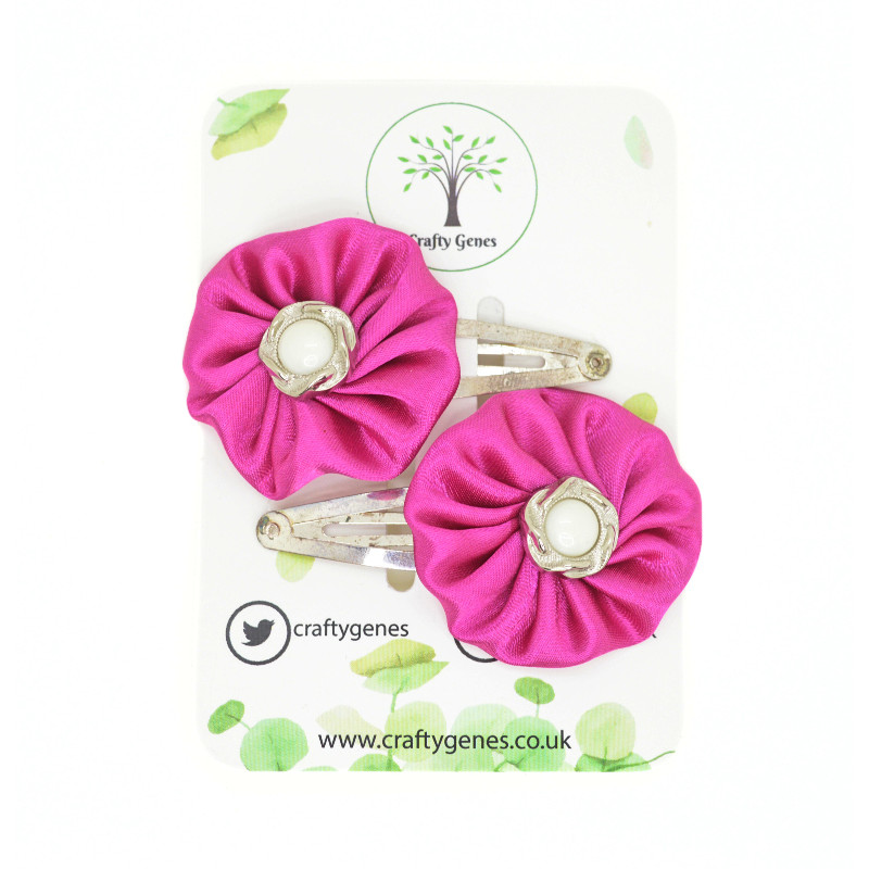 Cerise Satin Hair Clips