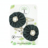 Dark Green Satin Hair Clips