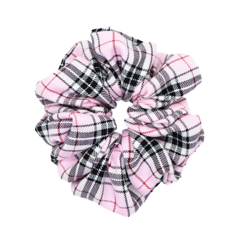 Baby Pink Tartan Mega Scrunchie