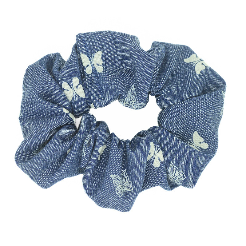 Denim Butterflies Scrunchie