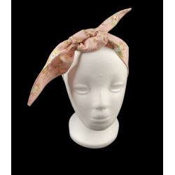 Vintage Pink Floral Self Tie Headband