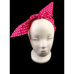 Cerise Polka Dots Self Tie Headband