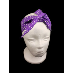 Purple Polka Dots Self Tie Headband