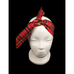 Christmas Red Tartan Self Tie Headband