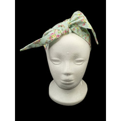 Vintage Baby Blue Floral Self Tie Headband