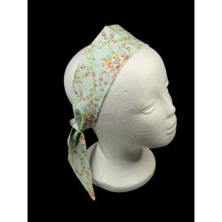 Vintage Baby Blue Floral Self Tie Headband