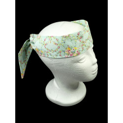 Vintage Baby Blue Floral Self Tie Headband