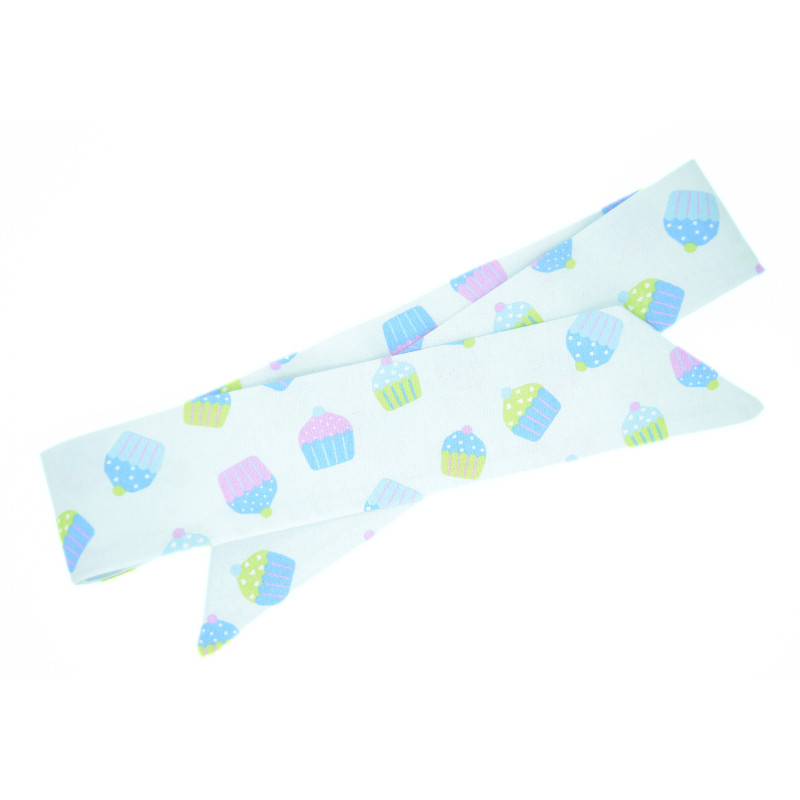 Blue Cupcakes Self Tie Headband