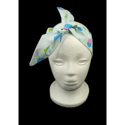 Blue Cupcakes Self Tie Headband