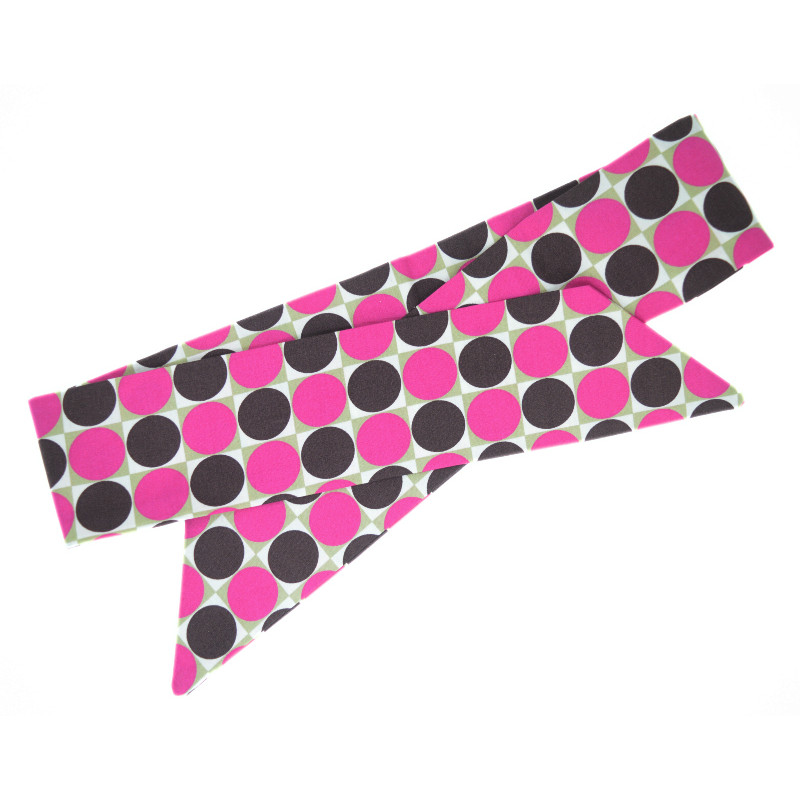 Magenta & Black Spot Self Tie Headband