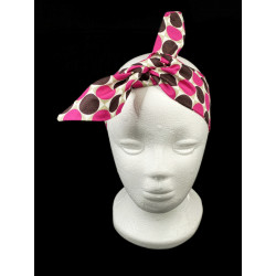 Magenta & Black Spot Self Tie Headband