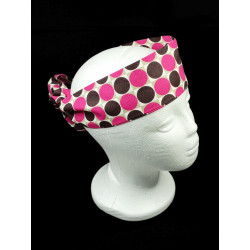 Magenta & Black Spot Self Tie Headband
