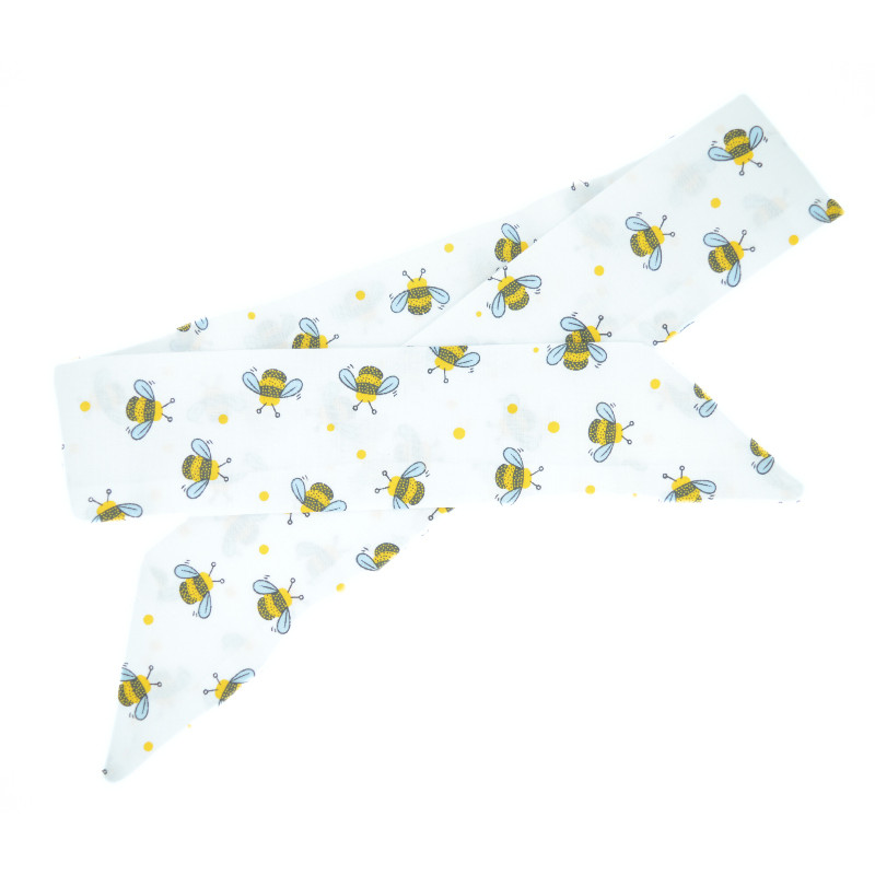 White Bee Self Tie Headband