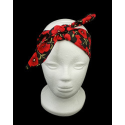 Black Poppy Self Tie Headband