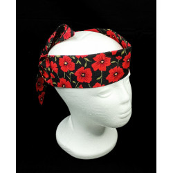 Black Poppy Self Tie Headband