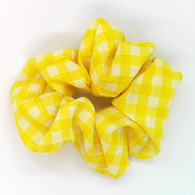 Yellow Gingham Scrunchie