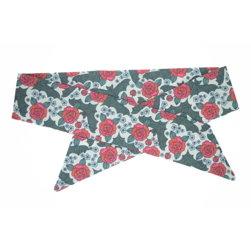 Bat & Roses Self Tie Headband