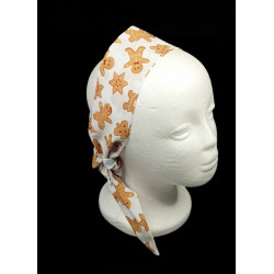 White Gingerbread Christmas Self Tie Headband