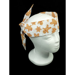 White Gingerbread Christmas Self Tie Headband