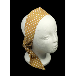Tan Polka Dots Self Tie Headband