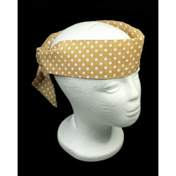 Tan Polka Dots Self Tie Headband