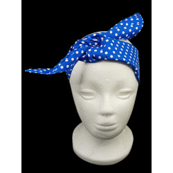 Royal Blue Polka Dots Self Tie Headbands