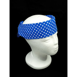 Royal Blue Polka Dots Self Tie Headbands