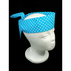 Turquoise Polka Dots Self Tie Headband